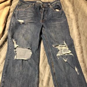 WILD FABLE DISTRESSED HIGH WAISTED STRAIGHT LEG BUTTON FLY JEANS